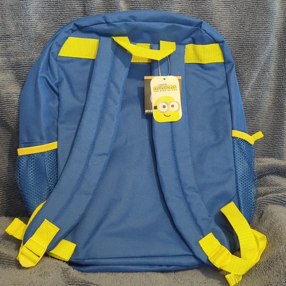 Minions Themed, Glittery Book Bag w/Attachable Lunch Bag, New